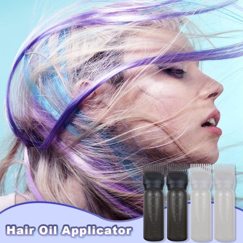 FZWONVUC 4 Pack Root Comb Applicator Bottle, Hair Oil Applicator, Oil Comb Applicator Bottle for Hair Dye Shampoos Hair Salons (Black+White) - Image 5